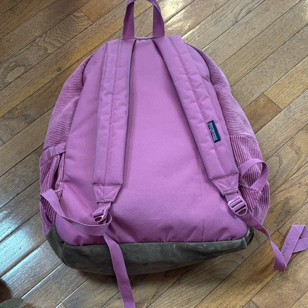 Jansport Corduroy Backpack in Pink and Brown - Picture 3 of 8